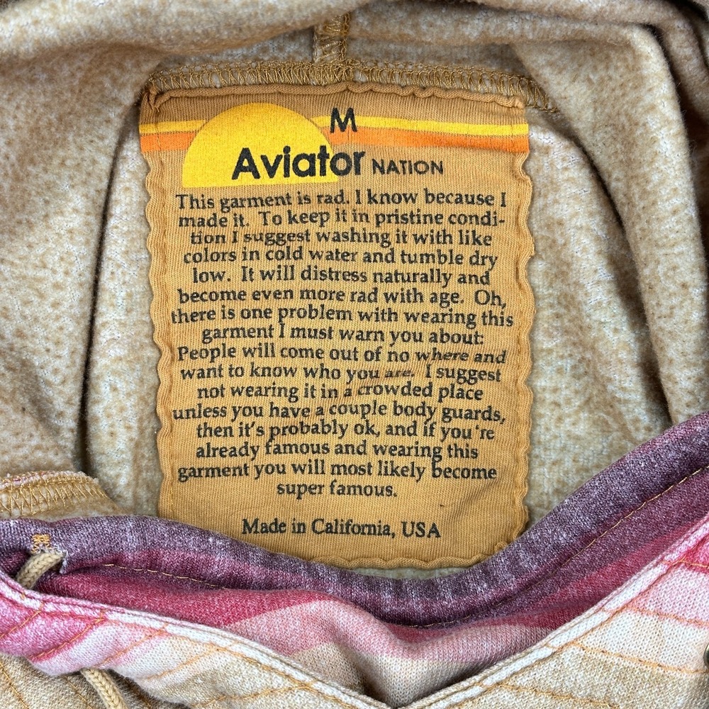 Aviator Nation Hoodie Unisex M Serape Ninja Stripe Aztec Pullover Sweatshirt USA - Picture 4 of 15